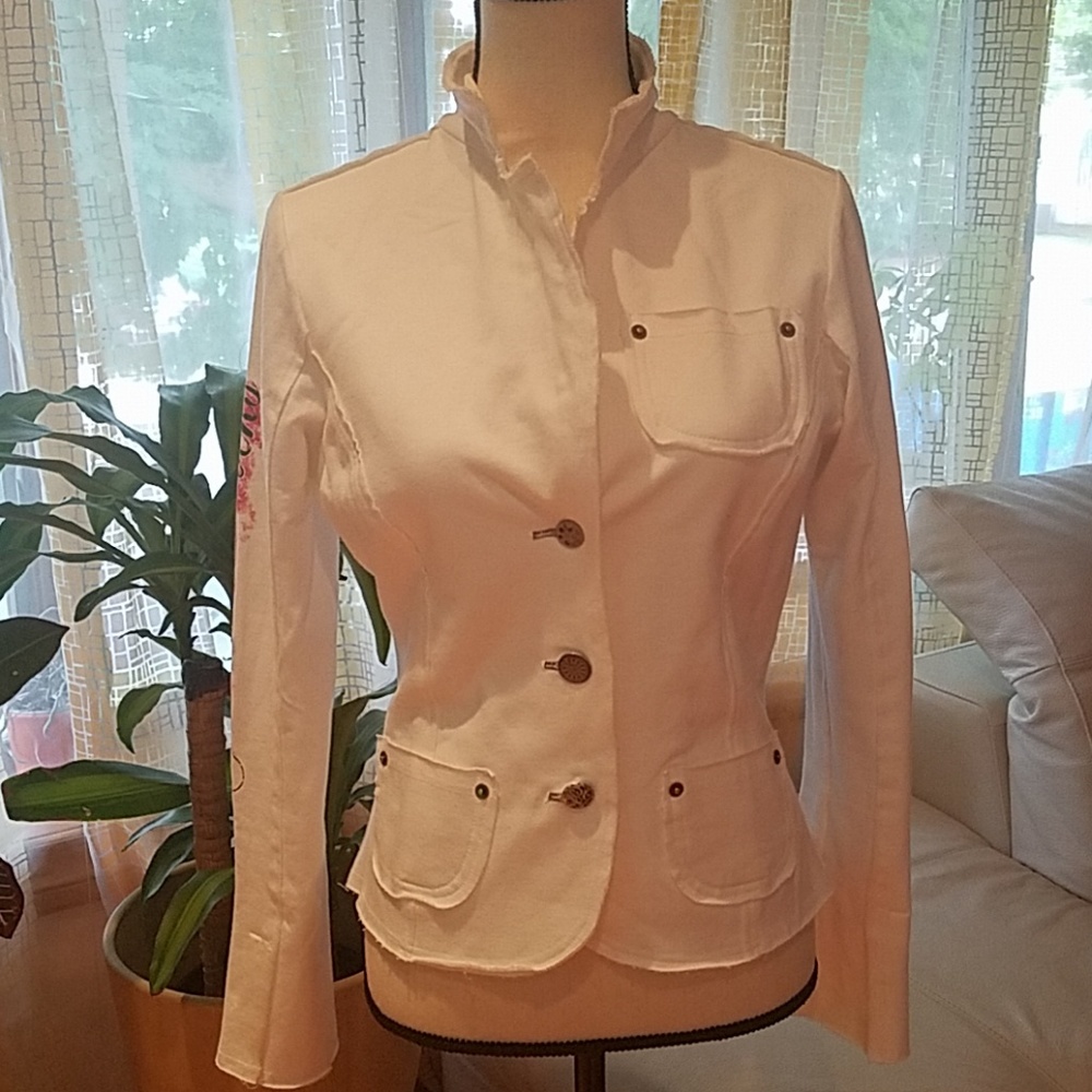 White Cotton Jacket by Bejeweled